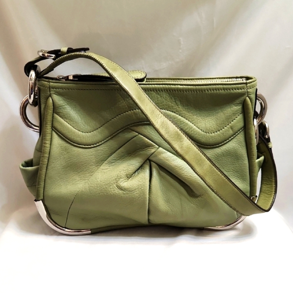 B. Makowsky Green Genuine Leather Shoulder Bag